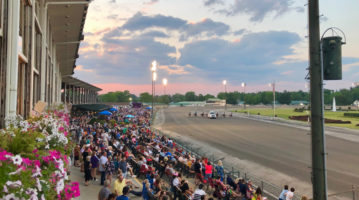 View of harness track with crowd